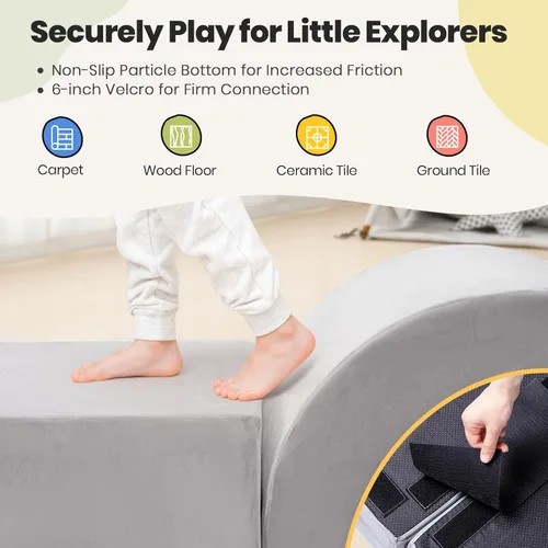 Miniatura 5 de Rinnebbit Bloques de escalada de espuma para niños pequeños, juego de 5 piezas para escalar túneles y gatear, juego de actividades en interiores