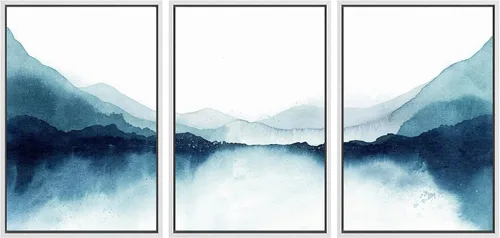 Miniatura 111 de SIGNWIN Lienzo enmarcado para pared, juego de arte sereno de pantanos con humedales verdes e ilustraciones de agua tranquila, arte moderno