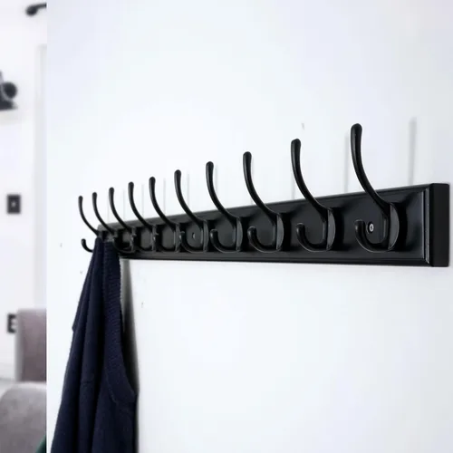 Miniatura 7 de WEBI Perchero de pared para montar en la pared, ganchos para colgar en la pared de 38 1/4" de largo, perchero de pared de bambú con gancho