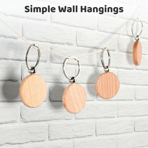 Miniatura 7 de BATTIPAW Llavero de madera en blanco para manualidades personalizadas, llavero redondo de madera en blanco para llaveros de bricolaje, colgantes
