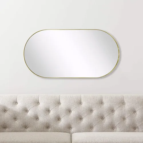 Miniatura 5 de TEHOME Espejo de Baño Ovalado Dorado Cepillado 20x40'' con Forma de Píldora Espejo de Tocador Oblongo con Marco de Metal Espejo de Cápsula