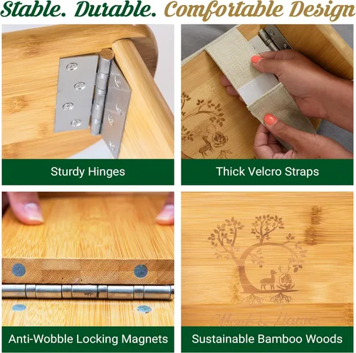 Miniatura 5 de Monk & Llama Banco de meditación – Taburete plegable y ergonómico de bambú – Perfecto banco Seiza silla de meditación para oración y viajes – Beige