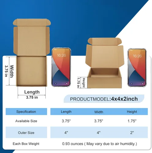 Miniatura 2 de Famagic Paquete de 50 cajas de envío pequeñas de 4 x 4 x 2 pulgadas, cajas de correo de cartón corrugado marrón para pequeñas empresas, cajas
