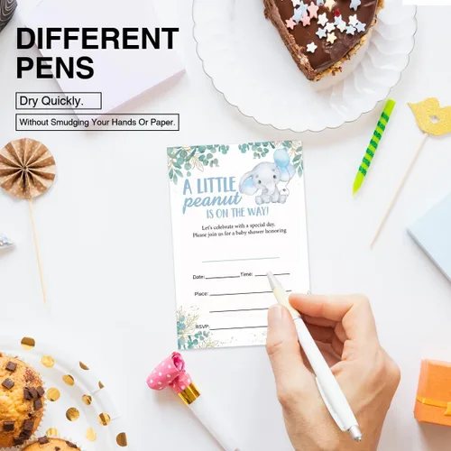 Miniatura 4 de Juego de 20 invitaciones para baby shower con sobres, con sobres, tarjetas de invitación de maní, doble cara
