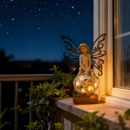 Miniatura 3 de Suyorpe Decoración de Jardín de Hadas Florales, Estatuas de Hadas de Jardín al Aire Libre, Accesorios de Figurina de Hadas al Aire Libre con Energía