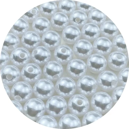 Miniatura 49 de Pinhoollgo 800pcs Pearl Beads 6mm Round Pearl Beads with Hole for DIY Bracelet Necklace Jewelry Making Supplies Handmade Craft(White)
