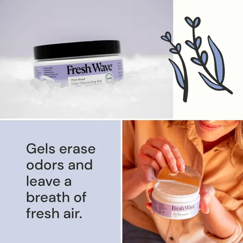 Miniatura 3 de Fresh Wave Gel eliminador de olores de lavanda, 7 onzas, paquete de 3, absorbentes de olores más seguros para el hogar, eliminador de olores natural