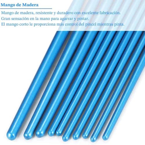 Miniatura 5 de BOSOBO Juego de Pinceles de Pintura, Paquete de 2, 20 Piezas con Punta Redonda Puntiaguda, Cerdas de Nylon, Pinceles de Pintura Acrílica para Azul