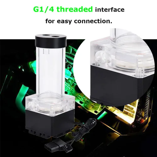 Miniatura 5 de Juego de depósito de bomba de refrigeración por agua de CPU de 8 W, 7 V, combo de depósito de bomba de 800L/H de 13.1 ft, puerto de rosca G de 1/4