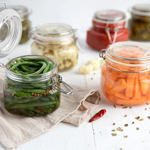 Miniatura 5 de Tarros de vidrio con tapas herméticas, frascos de almacenamiento de alimentos, recipientes a prueba de fugas con sello de preservación transparente