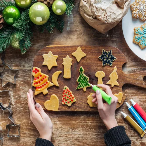 Miniatura 5 de Juego de cortadores de galletas de Navidad, 6 piezas grandes de cortadores de galletas navideñas – árbol de Navidad, muñeco de nieve, hombre