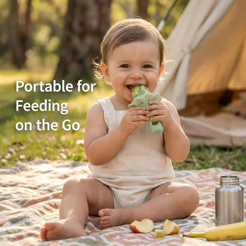 Miniatura 7 de Alimentador de frutas para bebé Moonkie con bandeja para congelador, alimentador de alimentos de silicona libre de BPA para alimentación autónoma
