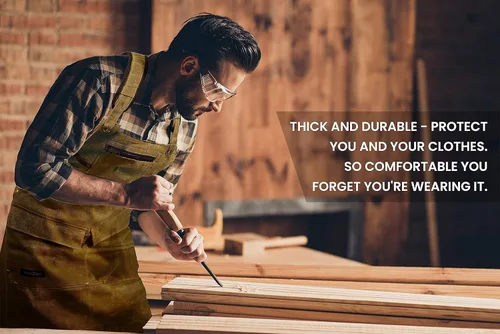Miniatura 8 de ecoZen Lifestyle Delantal de carpintería para hombre – Delantal de carpintero de lona encerada resistente – Para taller, totalmente ajustable S-XXXL