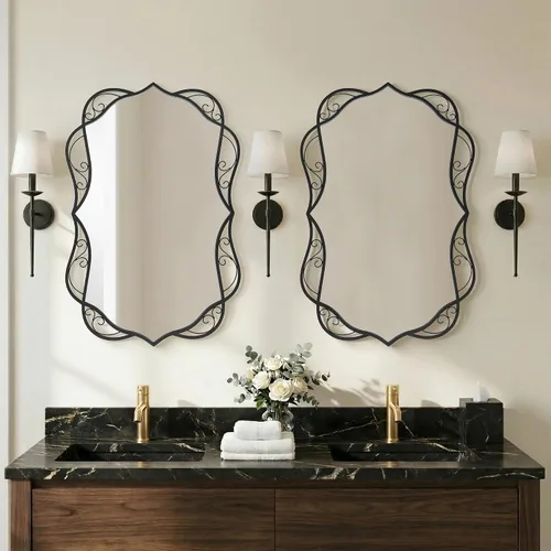 Miniatura 3 de Besdomus Espejo de baño negro moderno: espejos de baño grandes de 24 x 36 pulgadas para colgar sobre el fregadero, colgante vertical u horizontal