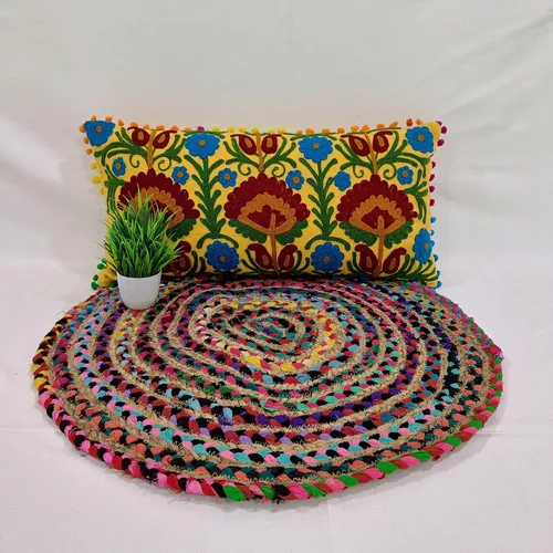 Miniatura 3 de Trade Star - Funda de almohada bordada de 100 % algodón, larga, de diseño, hermosa decoración de sofá, 12 x 24 pulgadas, funda de cojín decorativa