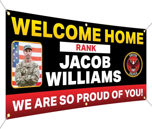 Miniatura 8 de Cartel militar personalizado de bienvenida a casa por DOT4DOT – Letrero personalizado personalizable para bandera del ejército de Estados Unidos
