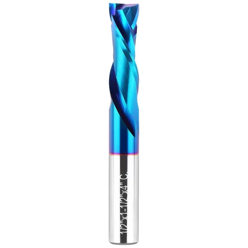 EANOSIC Brocas de fresadora en espiral de compresión ascendente y descendente de 1/2 pulgada de diámetro de corte con revestimiento nano azul,