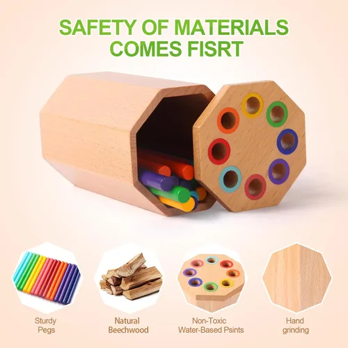 Miniatura 6 de Juguetes Montessori para niños de 1 2 3 años: palos de clasificación de colores de aprendizaje de madera, juguetes para niños pequeños de 1 2 3