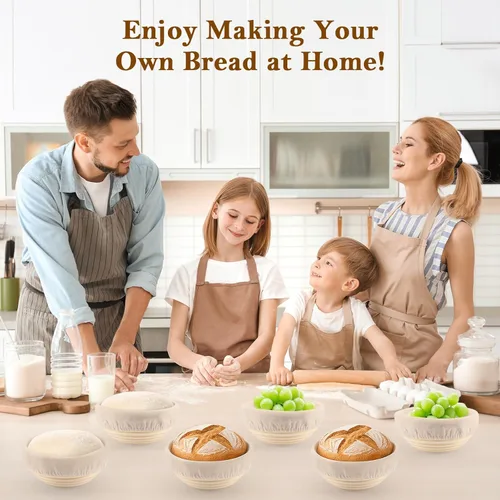 Miniatura 2 de Paquete de 6 mini cestas Banneton a prueba de pan de 5 pulgadas, mini suministros para hornear masa madre, pequeñas cestas a prueba de Banneton
