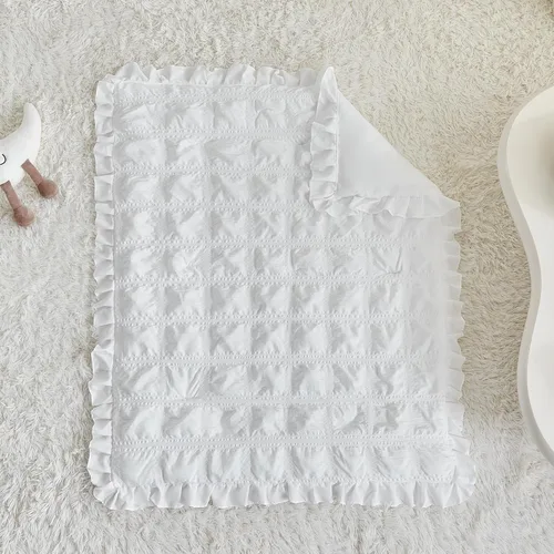 Miniatura 9 de Juego de ropa de cama para cuna pequeña con volantes, edredón acolchado bohemio con sábana bajera y falda de cama, ropa de cama de sirsaca suave