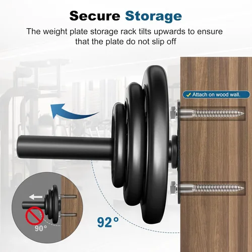 Miniatura 5 de EVERYMATE Soporte para placas de peso, soporte de placa de peso de montaje en pared para placas de parachoques, capacidad máxima de peso de 330