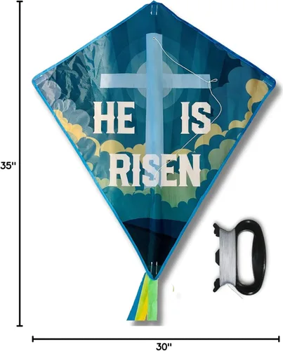 Miniatura 5 de Cometa cristiana para niños y adultos, estilo diamante fácil de volar, fácil de montar, ideal para principiantes, regalo para Pascua o pentecostés
