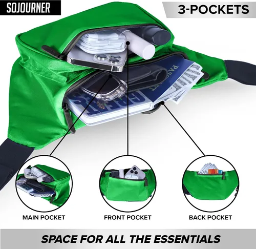 Miniatura 4 de Riñonera para hombres y mujeres Riñonera Riñonera ligera para viajes, deportes, senderismo, Verde - Sólido, talla única