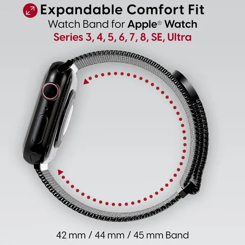 Miniatura 2 de TALK WORKS - Correa de reloj extensible compatible con la serie Apple Watch, cierre magnético, correa de malla de acero inoxidable de ajuste cómodo