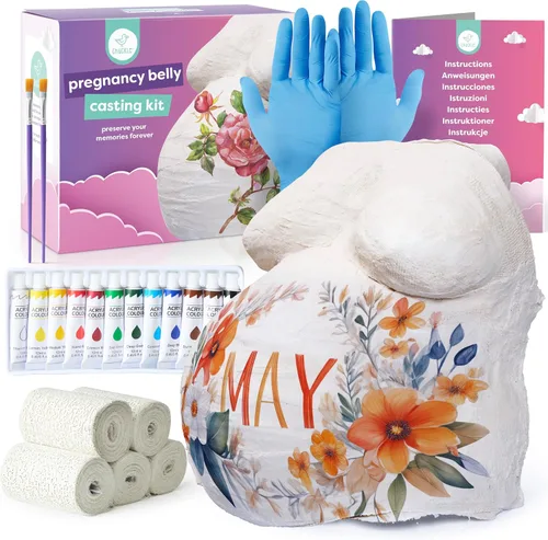 chuckle Kit de moldeo de vientre para embarazo: crea un hermoso recuerdo de embarazo en 3D, molde de vientre fácil de bricolaje para futuras mamás,
