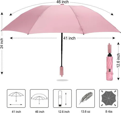 Miniatura 46 de LANBRELLA Paraguas plegable inverso compacto paraguas de viaje a prueba de viento automático