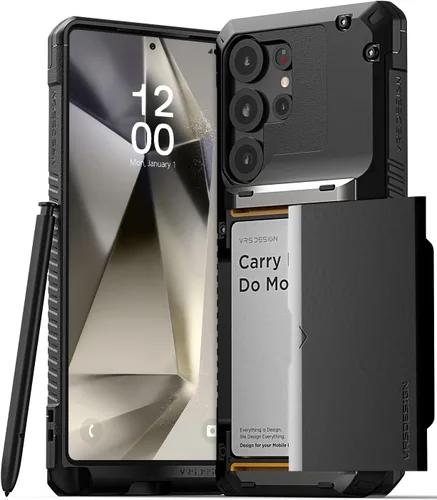 VRS DESIGN Damda Glide Pro Funda para Teléfono para [Galaxy S24 Ultra], Resistente Portacartas Semiautomático Tipo Billetera [4 Tarjetas] Funda