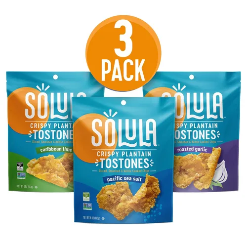Miniatura 3 de Solula Plátano Crisps Authentic Tostones, lima caribeña, 4 onzas (paquete de 3), papas fritas cocidas, sin gluten, aptas para paleo, sin granos