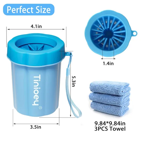 Miniatura 6 de Limpiador de patas de perro Tinioey para perros, lavador de patas de perro, limpiador de patas fangosas, limpiador de pies para mascotas, kit de Azul