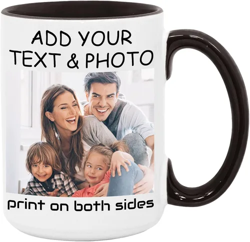 Miniatura 22 de Taza de café personalizada, crea un regalo único con tus fotos, texto y nombres, perfecta para mamá, papá, amigos y ocasiones especiales, 11 onzas