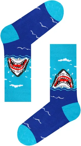 Miniatura 6 de HAPPYPOP Calcetines a la pantorrilla para niños, diseño de tiburón loco, diseño espacial, deportes, animales, comida