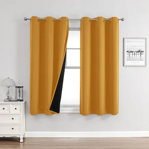 Miniatura 60 de ChrisDowa - Cortinas 100% opacas, para dormitorio, con forro negro, 2 capas gruesas, aislamiento térmico y ojales, 63 pulgadas de largo, juego de 2
