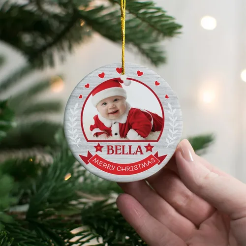 Miniatura 3 de Adorno de Navidad con foto personalizada 2023, adorno de Navidad con nombre del bebé, adorno de Navidad con texto personalizado para bebé, recién