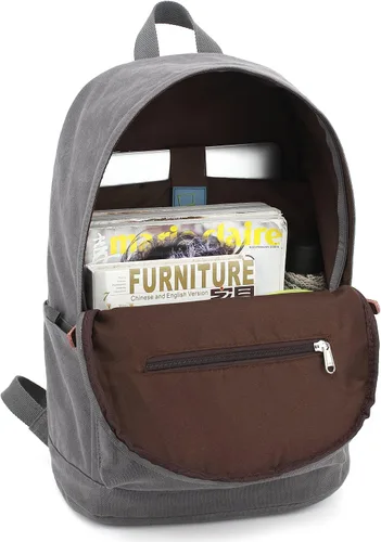 Miniatura 6 de kayond Bolsa de lona ligera para portátil de estilo casual, mochilas de viaje duraderas, mochila para hombres y mujeres, mochila de moda para Gris