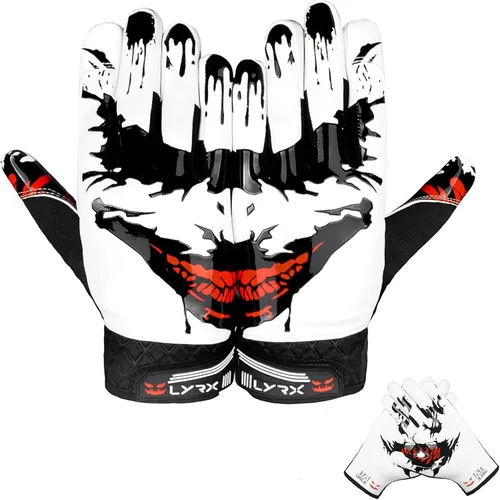 Miniatura 15 de Guantes de receptor de fútbol profesional LYRX con palma de silicona óptima, agarre antideslizante, control ultra adhesivo, deportivo, ligero