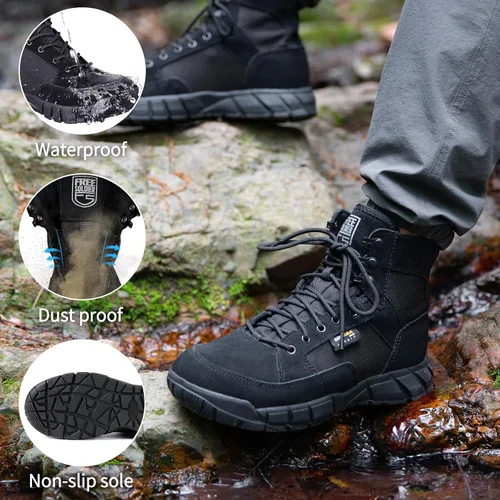 Miniatura 2 de FREE SOLDIER Waterproof Hiking Work Boots Men's Tactical Boots 6 Inches Lightweight Military Boots Breathable Desert Boots