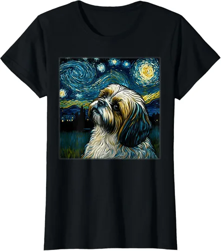 Miniatura 31 de Camiseta Surrealism Starry Night Shih Tzu Dog