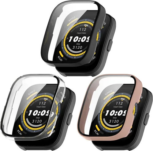 Miniatura 8 de BabyValley Protector de pantalla de 3 piezas compatible con Amazfit Bip 5 Smartwatch Accessories Covers Resistente a los arañazos Funda protectora