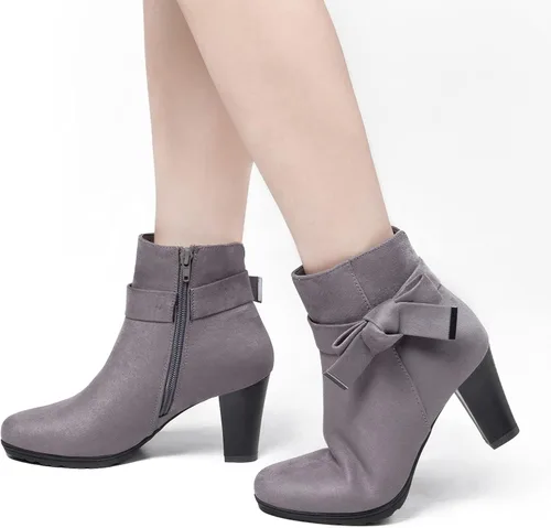 Miniatura 5 de mysoft Botines para mujer con tacón, tacón grueso apilado, cremallera al tobillo para mujer