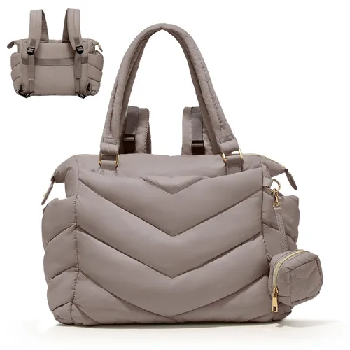 Miniatura 10 de Bolsa de pañales, mochila para pañales, bolsa de mano acolchada con funda para chupete, ligera mamá para hospital, hinchada con 10 bolsillos, bebé