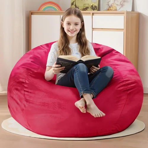 Miniatura 54 de Homguava - Sillón puff de 3 pies Sillón estilo puff grande de 3 pulgadas con relleno de espuma viscoelástica, sofá suave con funda de terciopelo