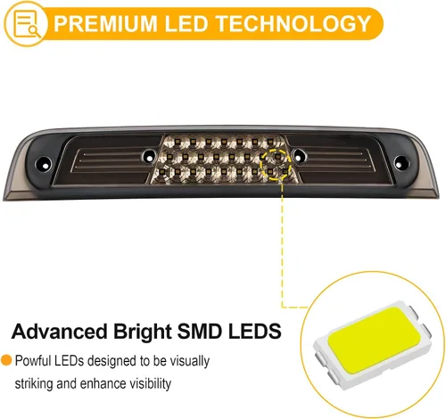 Miniatura 3 de Luz de freno trasera LED ahumada para RAM 1500 de 2019 2020 2021 2022 2023 2024 (No para modelo clásico) sin cámara para camioneta pickup, luz
