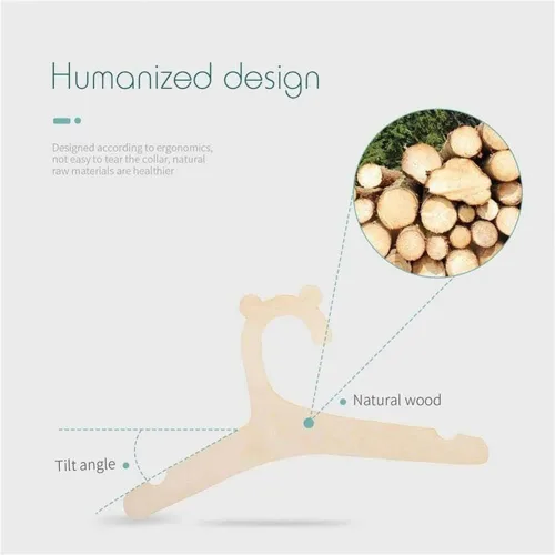 Miniatura 3 de Generic 5/10 perchas de madera para osos para niños, 9 pulgadas, ganchos de madera para ropa y pantalones, naturales, sin terminar, ahorro