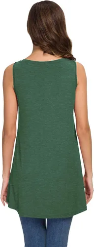 Miniatura 3 de AWULIFFAN Remera de verano tipo túnica sin mangas con cuello en V para mujer