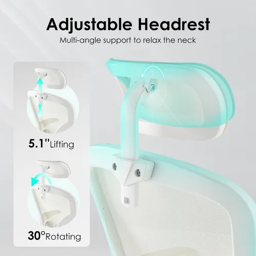 Miniatura 3 de Ergonomic Office Chair, Home Office Desk Chair with Headrest, High Back Computer Chair with Armrests and Adjustable Lumbar Support for Home Office