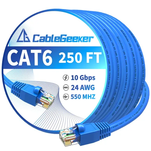 Miniatura 98 de Cable Ethernet Cat 6 de 100 pies, para interiores y exteriores, red de Internet de alta velocidad de 10 Gbps, cable de conexión Ethernet plano
